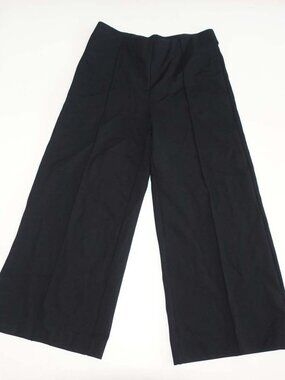 Chico's Women's Ponte Pintuck Wide Leg Ankle Pants Size 1 / 8 Regular Black 1R